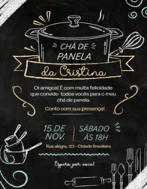 Convite Chá de Panela Estilo Lousa para Editar Online