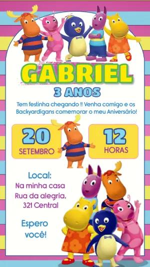 Convite de Aniversário Backyardigans Colorido para Editar
