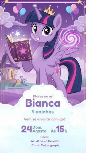 Convite Digital Twilight Sparkle Aniversário Mágico Editável
