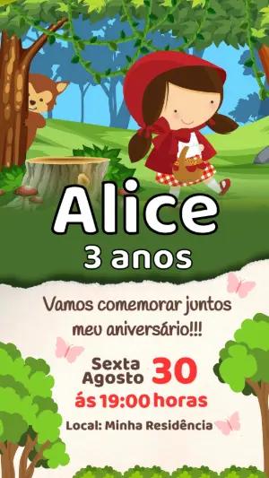 Convite de Aniversário Chapeuzinho Vermelho Editável