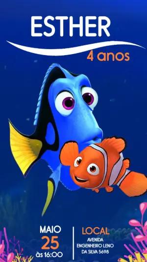 Convite Digital Infantil Procurando Dory para Editar Online