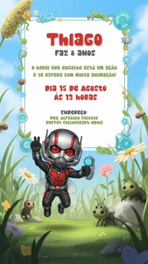 Convite de Aniversário Homem Formiga para Editar Online