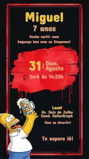Convite Aniversário Os Simpsons Homer para Editar Online