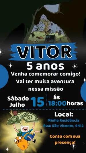Convite Animado Hora de Aventura: Vídeo de Aniversário para Editar
