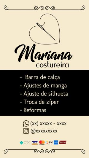 Cartão de Visita Costureira Elegante para Editar Online