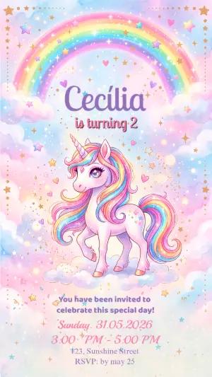 Magical Unicorn Birthday Invitation | Editable Template