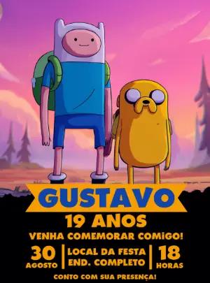 Convite de Aniversário Hora de Aventura com Finn e Jake para Editar