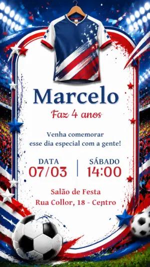 Convite de Aniversário Futebol USA Modelo Editável