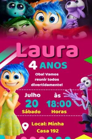 Convite de Aniversário Divertida Mente para Editar Online