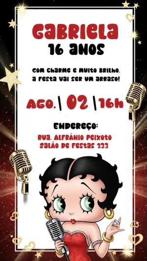 Convite de Aniversário Betty Boop para Editar Online