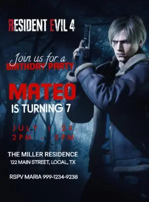 Resident Evil 4 Birthday Invitation to Edit Online