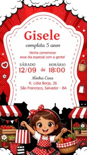 Convite Aniversário Feira Quitandinha e Joaninha Editável