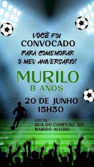 Convite Animado de Aniversário Futebol para Editar Online