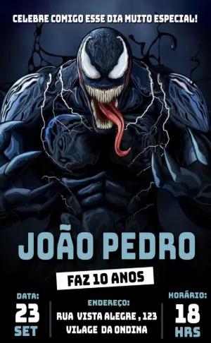 Convite de Aniversário Venom para Editar Online