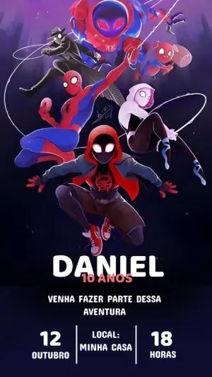Convite de Aniversário Homem-Aranha Aranhaverso Editável