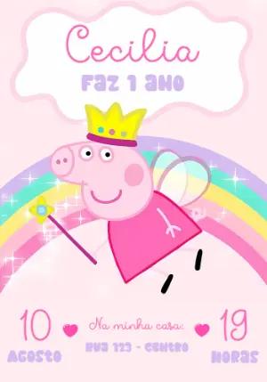 Convite de Aniversário Peppa Pig Fada para Editar Online