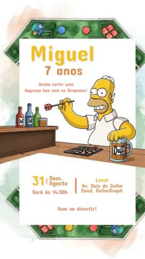 Convite de Aniversário Os Simpsons com Homer para Editar Online