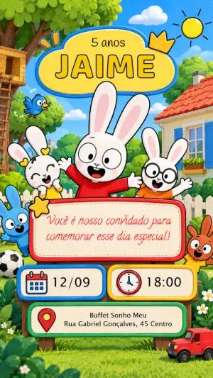 Convite de Aniversário Simon Coelho para Editar Online