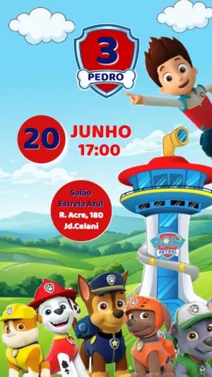 Convite de Aniversário Patrulha Canina para Editar Online