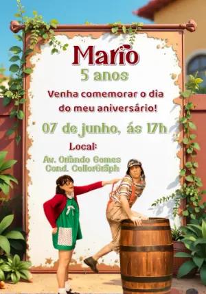 Convite Aniversário Turma do Chaves para Editar Online