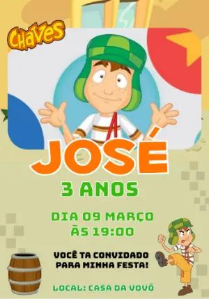 Convite de Aniversário Chaves Editável Online para Imprimir