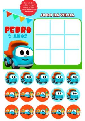Jogo da Velha Léo o Caminhão para Lembrancinha Editável