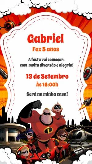 Convite de Aniversário Os Incríveis para Editar Online