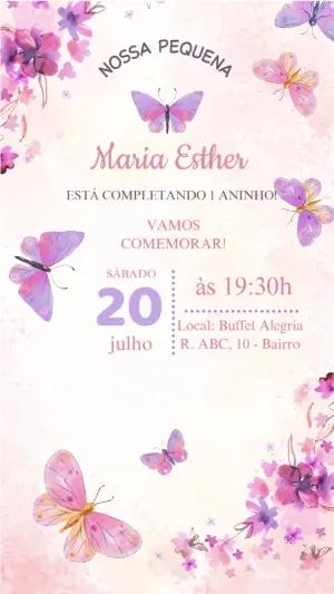 Convite Animado Aniversário Jardim das Borboletas para Editar