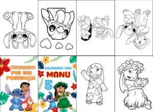 Mini Livro de Colorir Lilo e Stitch Editável para Aniversário