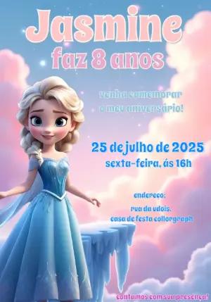 Convite de Aniversário Frozen Princesa do Gelo para Editar
