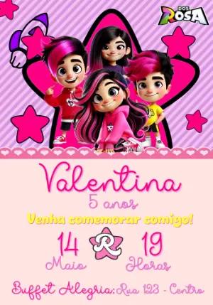 Convite Digital Aniversário Infantil Dos Rosa Editável
