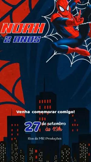 Convite Animado Homem-Aranha Aniversário Infantil para Editar