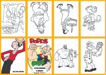 Livrinho de Colorir Popeye Editável para Aniversário