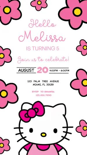 Hello Kitty Birthday Invitation Editable Template