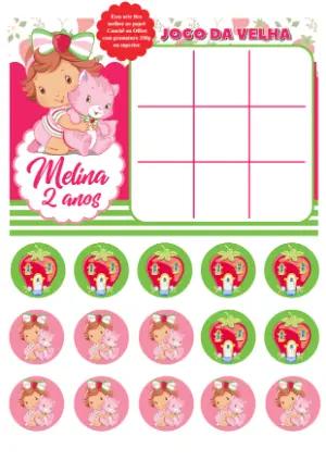 Jogo da Velha Moranguinho Baby para Aniversário Editável