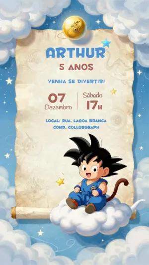 Convite de Aniversário Dragon Ball Infantil Editável