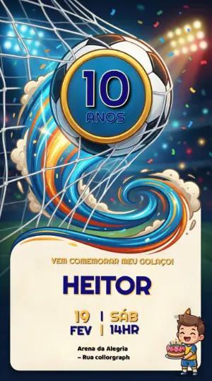 Convite Digital Aniversário Infantil Tema Futebol Editável