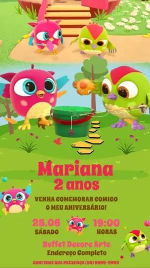 Convite Animado Infantil Hophop a Coruja para Editar Online