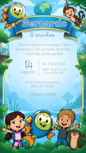 Convite de Aniversário Peixonauta | Modelo Infantil Editável