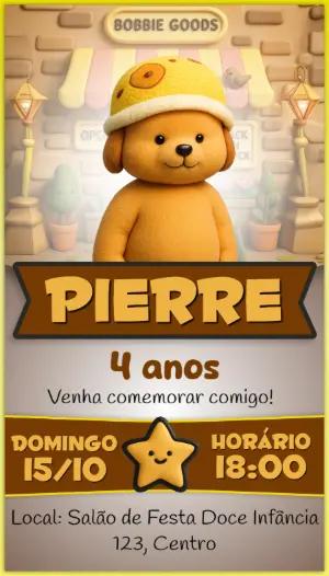 Convite Aniversário Bobbie Goods com Cachorro Fofo para Editar