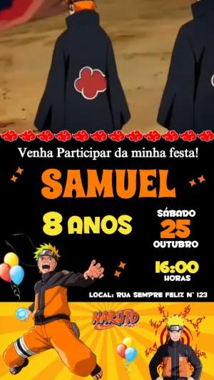 Convite Animado Aniversário Naruto: Vídeo Editável e Vibrante