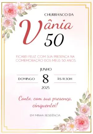 Convite Aniversário Churrasco Floral Editável Online
