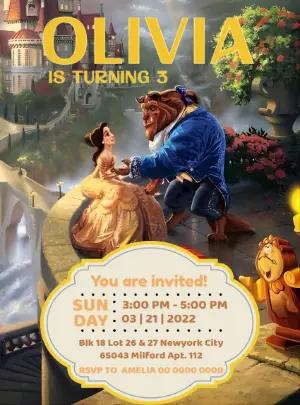 Beauty and the Beast Birthday Invitation to Edit Online