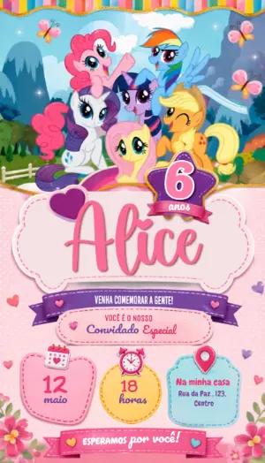 Vídeo Convite My Little Pony: Modelo Animado para Aniversário