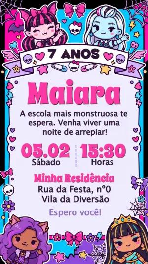 Convite de Aniversário Monster High para Editar Online