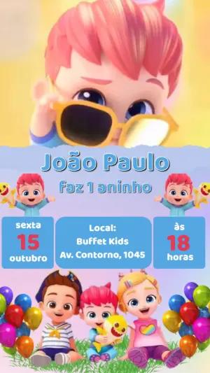 Convite Animado Bebefinn Aniversário para Editar Online