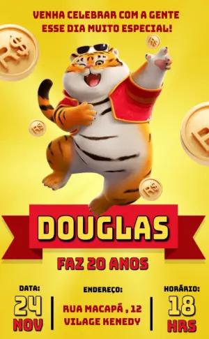 Convite Aniversário Tigrinho Fortune Tiger Editável Online