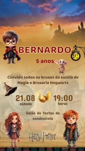 Convite Animado Harry Potter Infantil para Editar