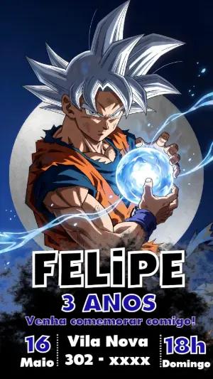 Convite de Aniversário Dragon Ball com Goku para Editar Online