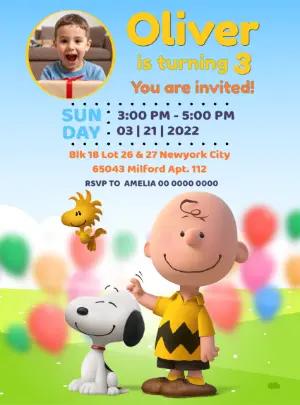 Snoopy & Charlie Brown Birthday Invitation Editable Template